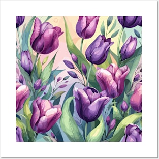 Purple Tulip Flowers Posters and Art